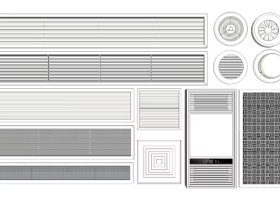 Various Air Conditioner Vent Designs With Different Grille Patterns And Shapes 3d model