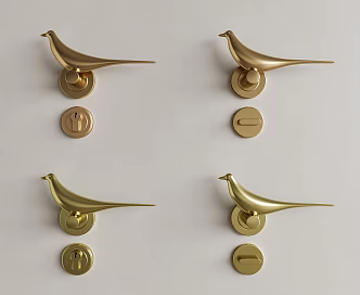French bird lock door lock bird lock handle door handle 3d model