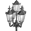 Classic Outdoor Street Lights With Decorative Lamp Posts And Glass Shades