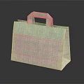 Light Beige Paper Shopping Bag With Handheld Handle And Woven Texture