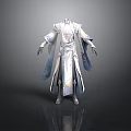 Man In Traditional White And Blue Robe With Flowing Sleeves And Ornate Details