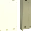 Tall Standing Lockers in White and Light Green with Double Doors and Ventilation Slots