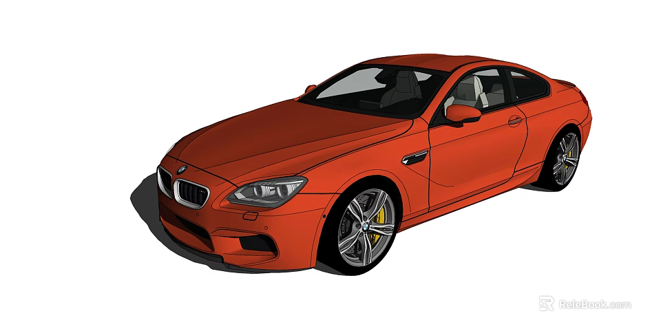 Orange Sporty Two Door Coupe With Sleek Design And Alloy Wheels 3d model 