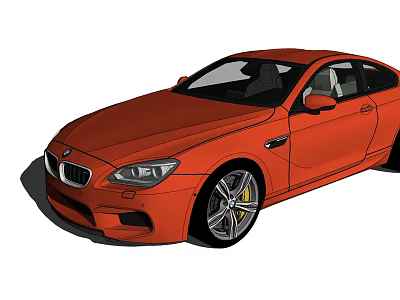 Orange Sporty Two Door Coupe With Sleek Design And Alloy Wheels 3d model
