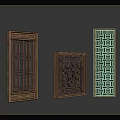 Traditional Chinese Wooden Carved Lattice Panels With Intricate Geometric And Floral Patterns