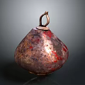 Handcrafted Copper Colored Pear Shaped Decorative Ornament With Red Speckles And Top Loop