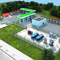 Modern Gas Filling Station With Complete Processing Equipment And Surrounding Green Natural Environment