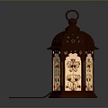 Decorative Brown Lantern with Intricate Cut-Out Design and Floral Patterns for Home Decor Lighting