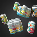 Assorted Canned Beverages With Creative Colorful Labels And Various Flavors