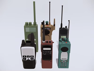 Various Colored Walkie Talkies With Different Designs And Portable Communication Features 3d model