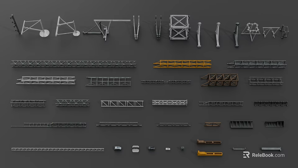 Industrial Equipment Assorted Metal Frames Structural Components And Engineering Parts 3d model 