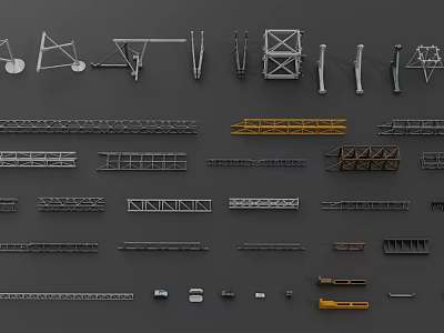Industrial Equipment Assorted Metal Frames Structural Components And Engineering Parts 3d model