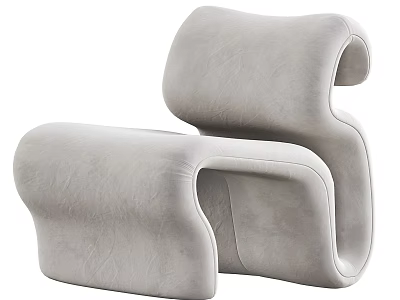 Modern Light Gray Lounge Chair Featuring Unique Curved Design And Soft Upholstery 3d model