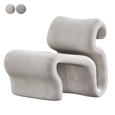 Modern Light Gray Lounge Chair Featuring Unique Curved Design And Soft Upholstery 3d model