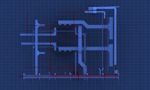 Modern pipeline data room 3d model