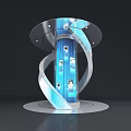 Modern Tech Display Structure With Spiral Design And Blue Illuminated Screens 3d model