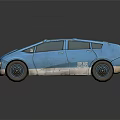 Blue Futuristic Car With Transparent Roof Sleek Body And Muddy Details