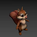 Cute 3D Cartoon Squirrel Character Standing With Big Eyes And Brown Fur