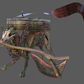 Game Movie Fantasy Monster Creature With Green Skin Chained Box On Back Open Mouth