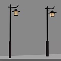 Vintage Style Outdoor Lights with Curved Poles Decorative Lamp Shades Illuminated Against Brick Wall