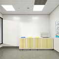 Medical Storage Room Interior Featuring Yellow Cabinets Medical Supplies And Wall Chart