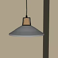 Modern Gray Pendant Light With Wooden Accent In Interior Room Corner