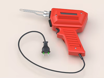 Red Handheld Soldering Iron Industrial Equipment With Power Cord And Plug 3d model Red Handheld Soldering Iron Industrial Equipment With Power Cord And Plug 3d model