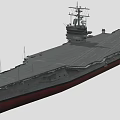 Large Military Aircraft Carrier Warship With Long Flight Deck And Tall Superstructure