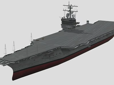 Large Military Aircraft Carrier Warship With Long Flight Deck And Tall Superstructure 3d model
