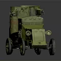 Vintage Military Green Armored Vehicle With Protective Body Headlights And Wheels
