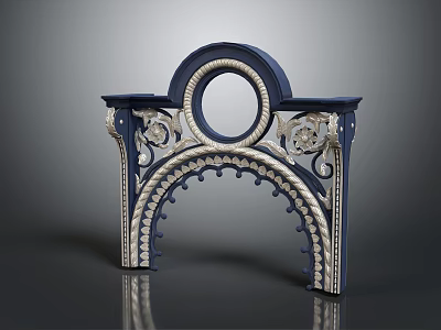 Ornate Arched Door Frame With Intricate Carved Patterns Circular Design And Decorative Details 3d model