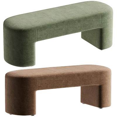Modern Green And Brown Upholstered Sofa Bench With Curved Design For Home Decor 3d model