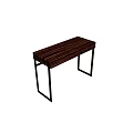 Modern Dressing Table With Dark Wood Top And Gold Metal Frame