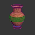 Decorative Brown Vase Adorned With Black Greek Key Pattern And Black Rim Base