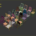Furniture Collection Of Diverse Colored Chairs And Stools With Various Styles
