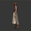 Woman In Traditional Attire With Red Headscarf Grey Vest Orange Sleeves And White Long Skirt
