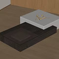 Modern Coffee Table With Two Toned Layers White Top Dark Base And Decorative Figurine 3d model