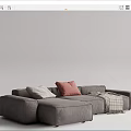 Modern Gray Fabric Sectional Sofa With Pink And Beige Pillows And Plaid Blanket