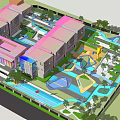 Garden Landscape Design With Colorful Buildings Water Features And Green Spaces