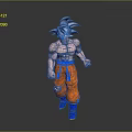 Anime Character With Blue Hair Muscular Build Orange Pants Blue Belt And Blue Shoes