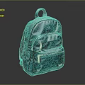 Stylish Teal Shiny Backpack With Zipper Pockets And Brand Logo Design Detail