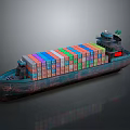 Large Cargo Ship With Colorful Stacked Containers And Rusted Hull For Ocean Transport