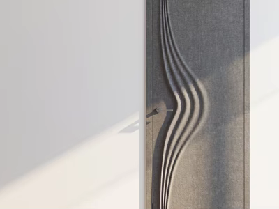 Elegant Modern Gray Hinged Door Featuring Wave Texture In Minimalist Interior 3d model