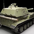 Green Armored Military Tank With Large Cannon And Tracked Wheels