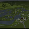 Beautiful Ecological Waterside Garden Landscape With Lush Green Islets Surrounded By Clear Blue Water