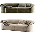 Modern Beige and Green Two Seater Sofa With Patterned Pillows And Cozy Blankets