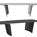 Modern Dining Table With Unique Leg Structure And Two Tone Sleek Surface 3d model