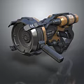 Futuristic Sci Fi Weapon With Black And Gold Mechanical Structure Design 3d model