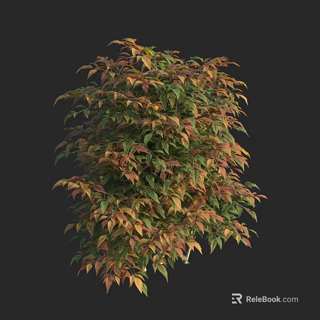 Lush Arbor With Vibrant Green And Red Foliage In Natural Background 3d model 