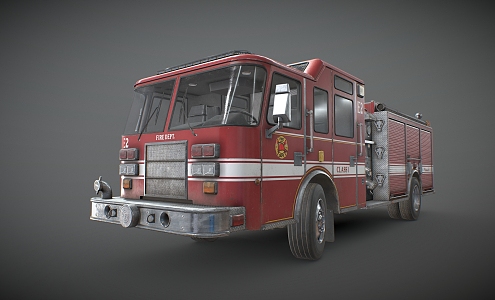 Fire truck ambulance car rescue cartoon car 3d model